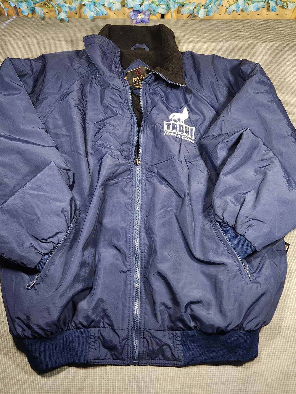 Baru Sports Navy Blue 'Tachi Palace lotel & Casino' Bomber Jacket - Size XL